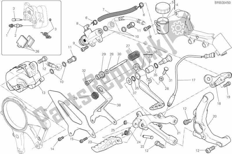 Wszystkie części do Freno Posteriore Ducati Superbike 1199 Panigale ABS 2013